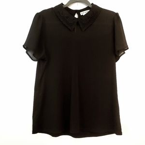 Faith and joy Black lace collar blouse top